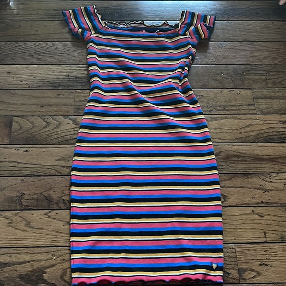 GUESS size S colourful striped mini dress - Picture 2 of 3